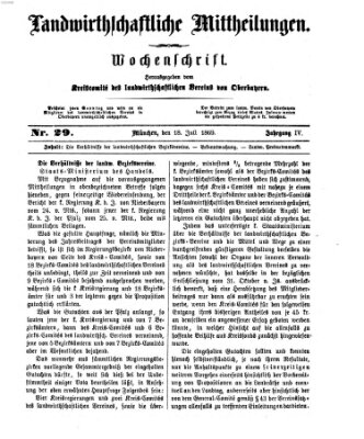 Landwirthschaftliche Mittheilungen Sonntag 18. Juli 1869