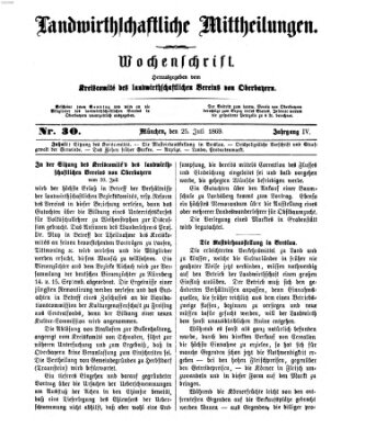 Landwirthschaftliche Mittheilungen Sonntag 25. Juli 1869