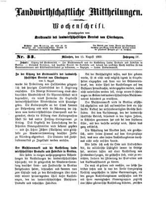 Landwirthschaftliche Mittheilungen Sonntag 15. August 1869