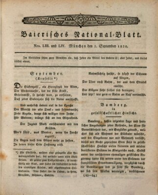 Baierisches National-Blatt Samstag 2. September 1820