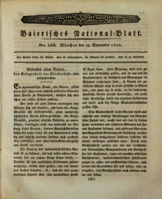 Baierisches National-Blatt Dienstag 19. September 1820