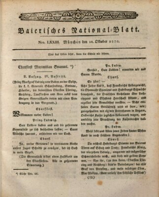 Baierisches National-Blatt Samstag 14. Oktober 1820