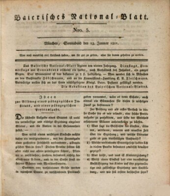 Baierisches National-Blatt Samstag 13. Januar 1821