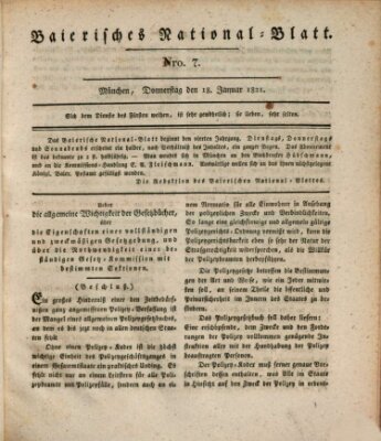 Baierisches National-Blatt Donnerstag 18. Januar 1821