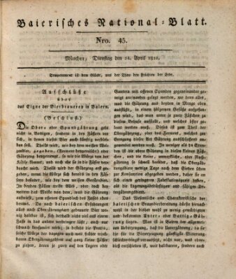 Baierisches National-Blatt Dienstag 24. April 1821