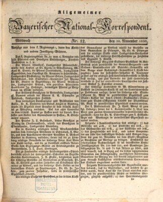 Allgemeiner bayerischer National-Korrespondent Mittwoch 10. November 1830