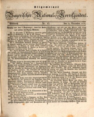 Allgemeiner bayerischer National-Korrespondent Mittwoch 24. November 1830