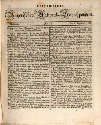 Allgemeiner bayerischer National-Korrespondent Mittwoch 1. Dezember 1830