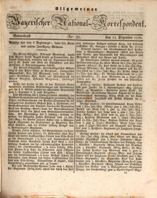 Allgemeiner bayerischer National-Korrespondent Samstag 11. Dezember 1830