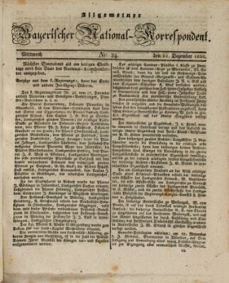 Allgemeiner bayerischer National-Korrespondent Mittwoch 22. Dezember 1830