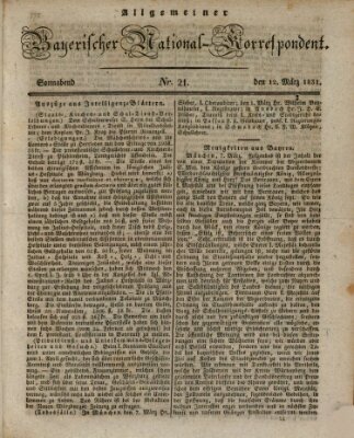 Allgemeiner bayerischer National-Korrespondent Samstag 12. März 1831