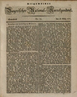 Allgemeiner bayerischer National-Korrespondent Samstag 26. März 1831