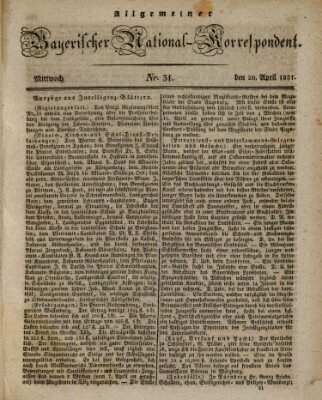 Allgemeiner bayerischer National-Korrespondent Mittwoch 20. April 1831