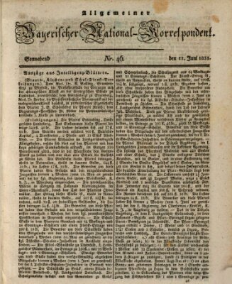 Allgemeiner bayerischer National-Korrespondent Samstag 11. Juni 1831