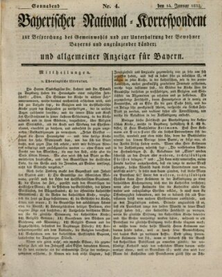 Bayerischer National-Korrespondent zur Besprechung des Gemeinwohls der Bewohner Bayerns und angränzender Länder (Allgemeiner bayerischer National-Korrespondent) Samstag 14. Januar 1832