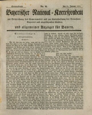 Bayerischer National-Korrespondent zur Besprechung des Gemeinwohls der Bewohner Bayerns und angränzender Länder (Allgemeiner bayerischer National-Korrespondent) Samstag 21. Januar 1832