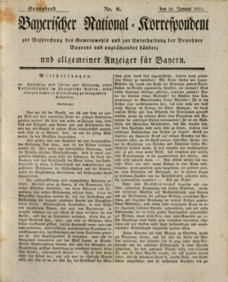 Bayerischer National-Korrespondent zur Besprechung des Gemeinwohls der Bewohner Bayerns und angränzender Länder (Allgemeiner bayerischer National-Korrespondent) Samstag 28. Januar 1832