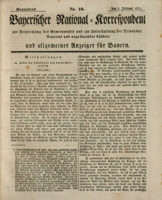 Bayerischer National-Korrespondent zur Besprechung des Gemeinwohls der Bewohner Bayerns und angränzender Länder (Allgemeiner bayerischer National-Korrespondent) Samstag 4. Februar 1832