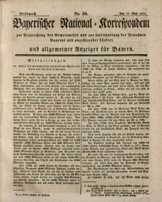 Bayerischer National-Korrespondent zur Besprechung des Gemeinwohls der Bewohner Bayerns und angränzender Länder (Allgemeiner bayerischer National-Korrespondent) Mittwoch 16. Mai 1832