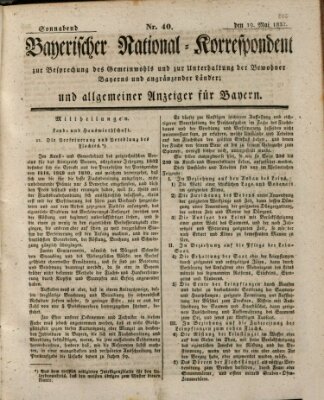 Bayerischer National-Korrespondent zur Besprechung des Gemeinwohls der Bewohner Bayerns und angränzender Länder (Allgemeiner bayerischer National-Korrespondent) Samstag 19. Mai 1832