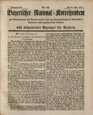 Bayerischer National-Korrespondent zur Besprechung des Gemeinwohls der Bewohner Bayerns und angränzender Länder (Allgemeiner bayerischer National-Korrespondent) Samstag 26. Mai 1832