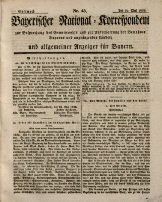 Bayerischer National-Korrespondent zur Besprechung des Gemeinwohls der Bewohner Bayerns und angränzender Länder (Allgemeiner bayerischer National-Korrespondent) Mittwoch 30. Mai 1832