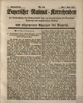 Bayerischer National-Korrespondent zur Besprechung des Gemeinwohls der Bewohner Bayerns und angränzender Länder (Allgemeiner bayerischer National-Korrespondent) Samstag 2. Juni 1832