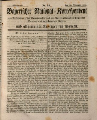 Bayerischer National-Korrespondent zur Besprechung des Gemeinwohls der Bewohner Bayerns und angränzender Länder (Allgemeiner bayerischer National-Korrespondent) Mittwoch 28. November 1832