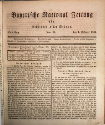 Bayerische National-Zeitung Samstag 1. Februar 1834