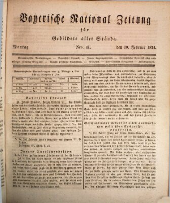 Bayerische National-Zeitung Montag 10. Februar 1834