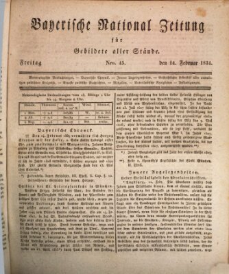 Bayerische National-Zeitung Freitag 14. Februar 1834