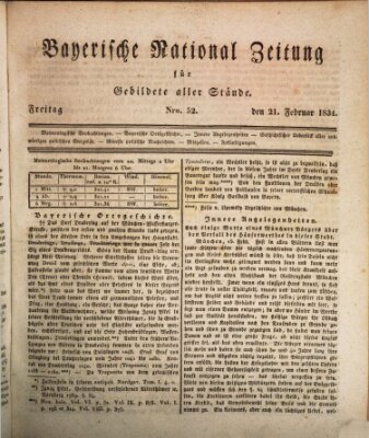 Bayerische National-Zeitung Freitag 21. Februar 1834