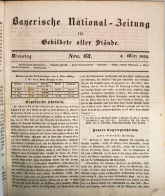 Bayerische National-Zeitung Dienstag 4. März 1834