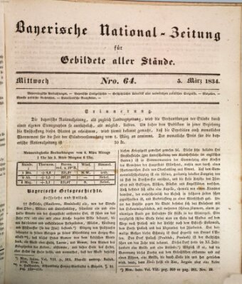 Bayerische National-Zeitung Mittwoch 5. März 1834