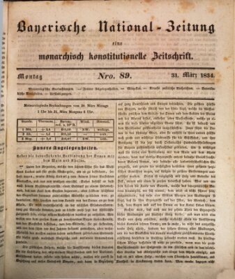 Bayerische National-Zeitung Montag 31. März 1834