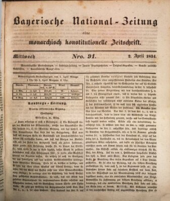 Bayerische National-Zeitung Mittwoch 2. April 1834