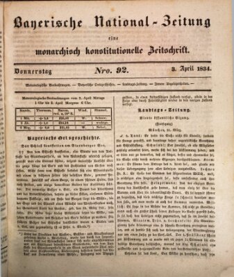 Bayerische National-Zeitung Donnerstag 3. April 1834