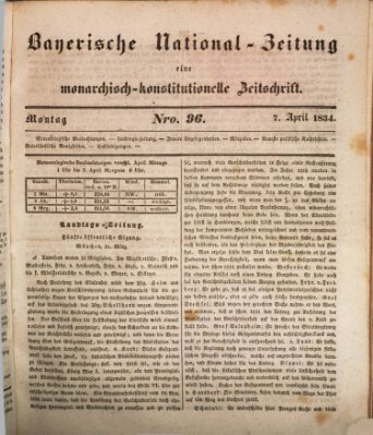 Bayerische National-Zeitung Montag 7. April 1834