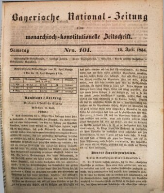 Bayerische National-Zeitung Samstag 12. April 1834