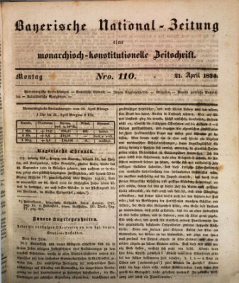 Bayerische National-Zeitung Montag 21. April 1834