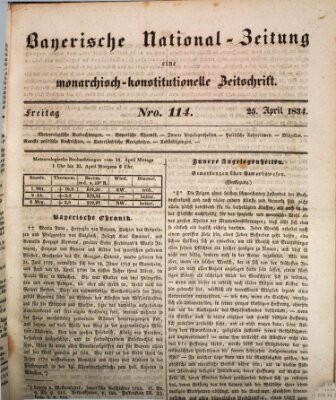 Bayerische National-Zeitung Freitag 25. April 1834