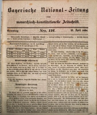 Bayerische National-Zeitung Sonntag 27. April 1834