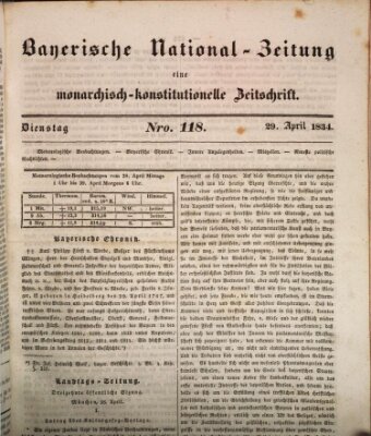 Bayerische National-Zeitung Dienstag 29. April 1834