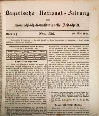 Bayerische National-Zeitung Montag 19. Mai 1834