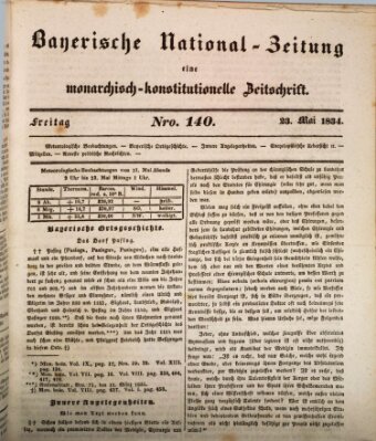 Bayerische National-Zeitung Freitag 23. Mai 1834