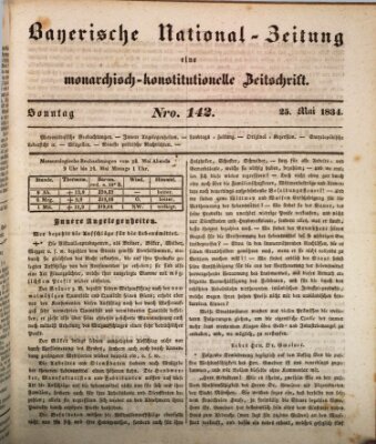 Bayerische National-Zeitung Sonntag 25. Mai 1834