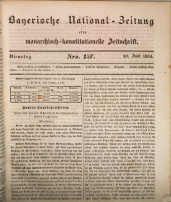 Bayerische National-Zeitung Dienstag 10. Juni 1834