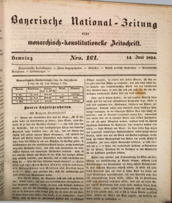 Bayerische National-Zeitung Samstag 14. Juni 1834