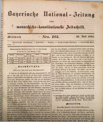 Bayerische National-Zeitung Mittwoch 18. Juni 1834