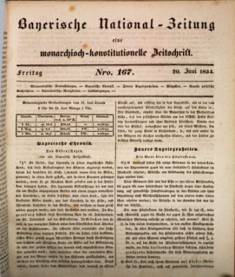 Bayerische National-Zeitung Freitag 20. Juni 1834